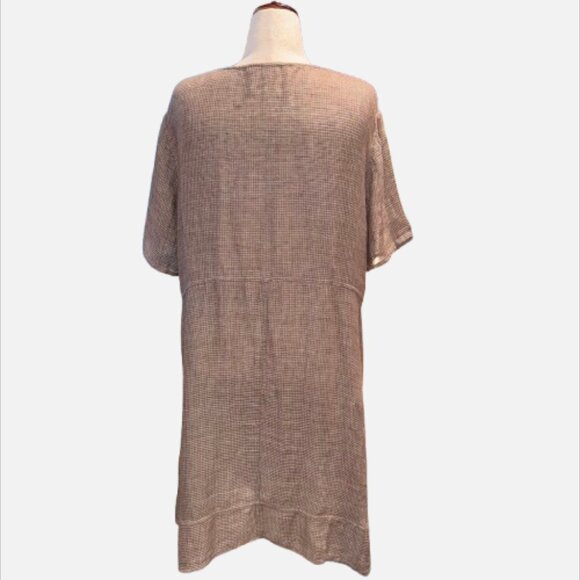 FLAX 2G Lagenlook Linen Dress Oversized Tunic Neutral Textured (Size 22 - 24) - Picture 4 of 10